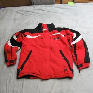 Spyder Jacket Youth Large Red Black Waterproof Full Zip Winter Ski Snowboard